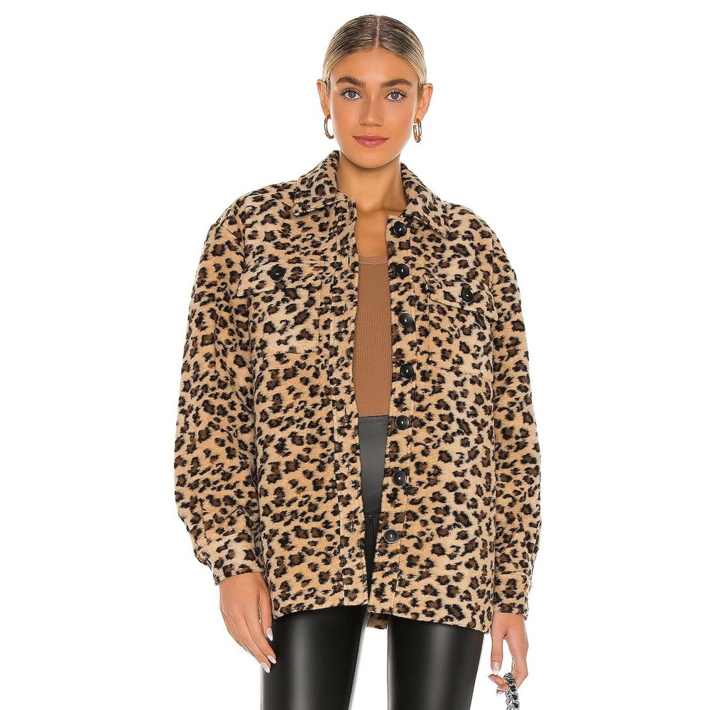 Lovers + Friends Hala‎ Jacket in Cheetah Print Teddy Shacket Size XXS